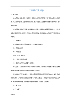 产品推广策划书模板 高效策划与执行全案
